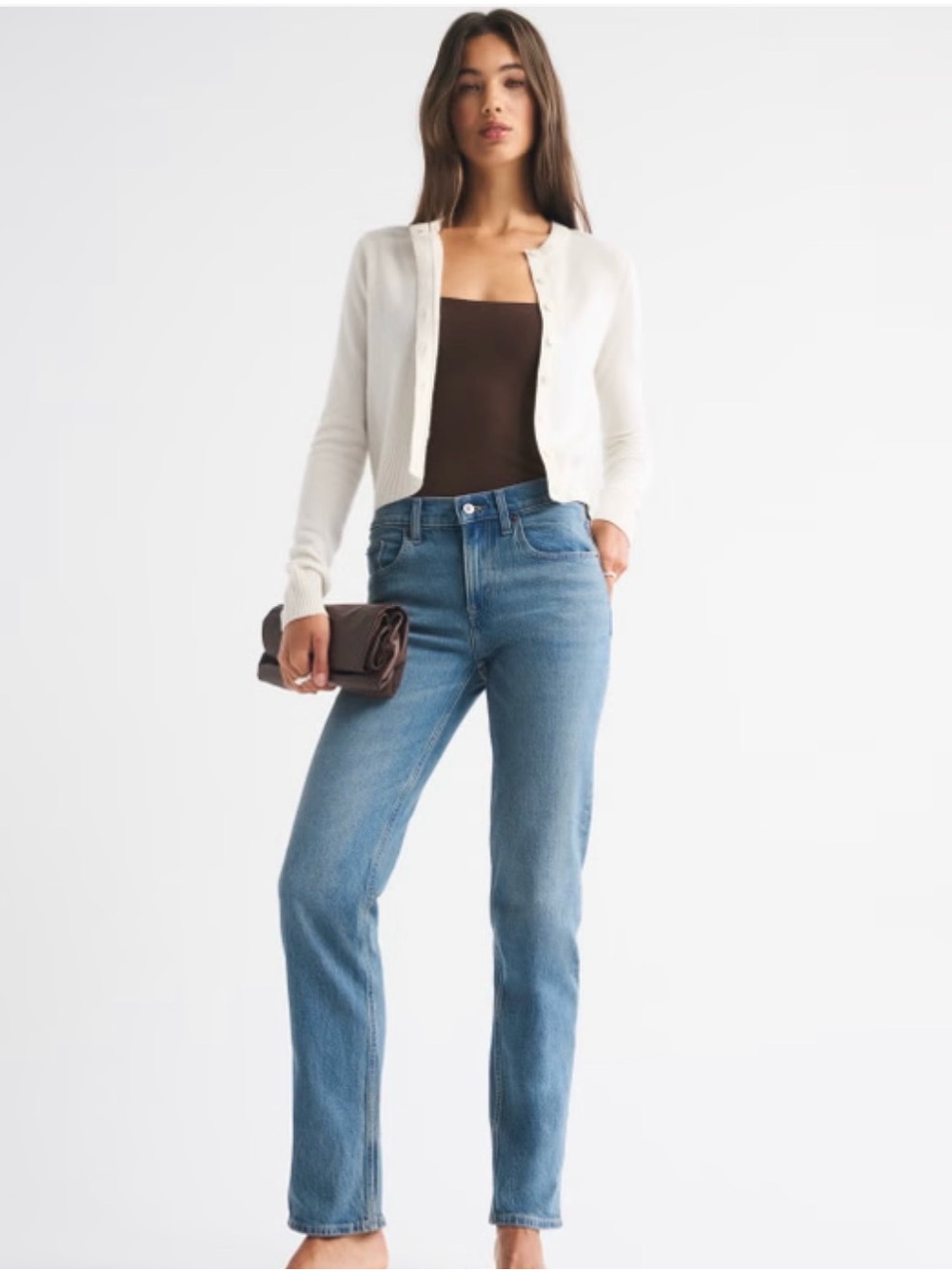 Abercrombie & Fitch The 90s Straight Mid Rise Jean, Med Blue Size 30/10 Long